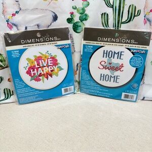 Dimensions Set of 2 - Embroidery Kit & Counted Cross Stitch Kit.  NWT